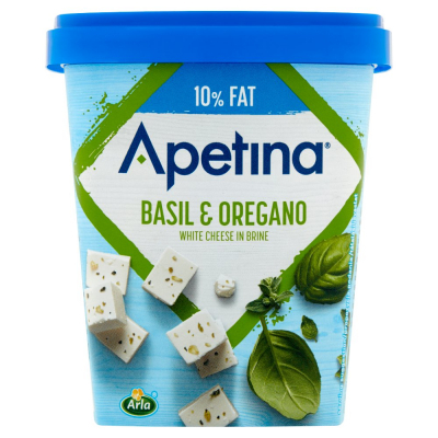 Arla Apetina Ser biały sałatkowy w kostkach z oregano i słodką bazylią 430 g (1)
