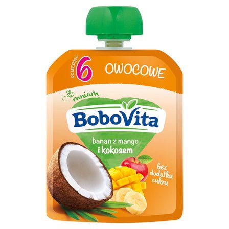 BoboVita Mus banan z mango i kokosem po 6. miesiącu 80 g (1)