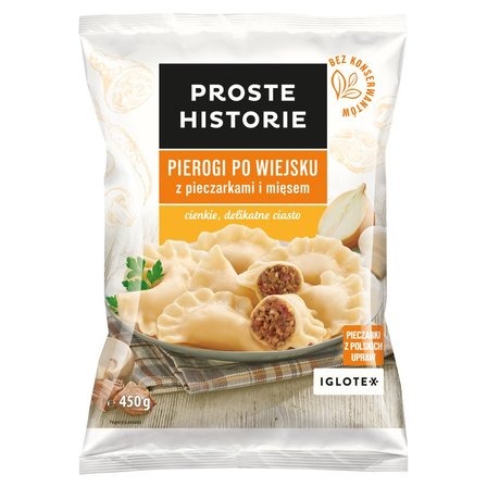 Proste Historie Pierogi po wiejsku z pieczarkami i mięsem 450 g (1)