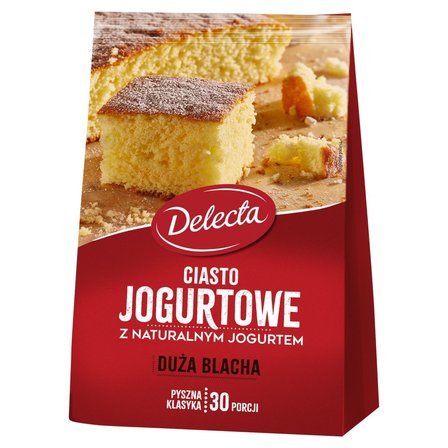 Delecta Duża Blacha Ciasto jogurtowe z naturalnym jogurtem mieszanka do wypieku ciasta 640 g (1)