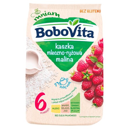 BoboVita Kaszka mleczno-ryżowa malina po 4 miesiącu 230 g (1)