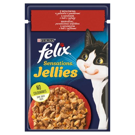 Felix Sensations Jellies Karma dla kotów z wołowiną w galaretce z pomidorami 85 g (1)