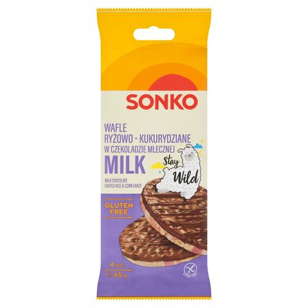 Sonko Wafle ryżowo-kukurydziane w czekoladzie mlecznej 65 g (4 sztuki) (1)