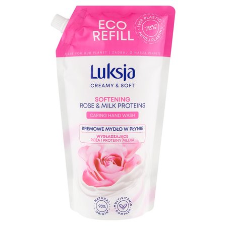 Luksja Creamy & Soft Kremowe mydło w płynie wygładzające róża i proteiny mleka 900 ml (1)