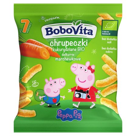 BoboVita Chrupeczki kukurydziane bio delikatnie marchewkowe po 7 miesiącu 20 g (1)