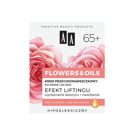 AA Flowers&Oils 65+ Efekt Liftingu Krem przeciwzmarszczkowy na dzień i na noc 50 ml (1)