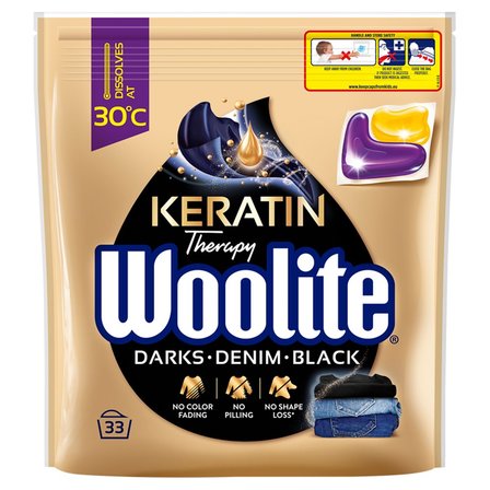 Woolite Keratin Therapy Kapsułki do prania czerń ciemne kolory jeans 660 g (33 prania) (1)