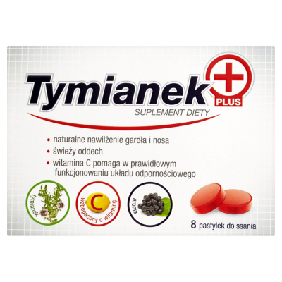 Tymianek Plus Pastylki do ssania Suplement diety 28 g (8 sztuk) (1)