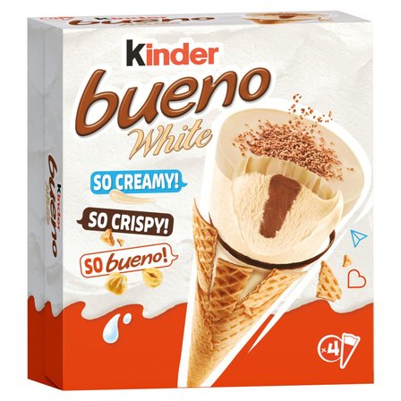 Kinder Bueno White Lody o smaku orzechów laskowych z nadzieniem orzechowym 360 ml (4 sztuki) (1)