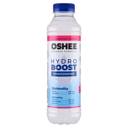 Oshee HydroBoost Napój izotoniczny niegazowany smak orzeźwiający grejpfrut 555 ml (1)