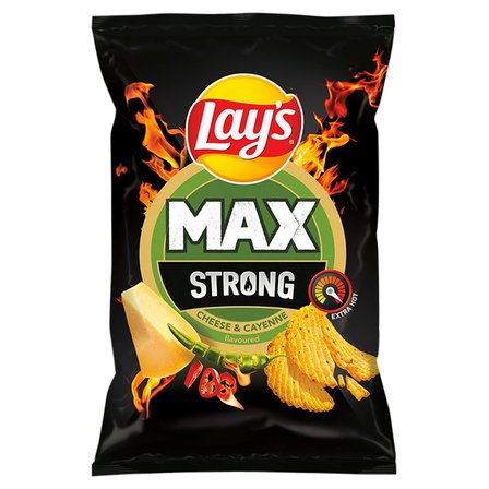 Lay's Max Strong Chipsy ziemniaczane karbowane o smaku sera i ostrej papryki 120 g (1)