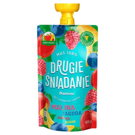 Drugie śniadanie Mus 100% malina jagoda jabłko banan 100 g (1)