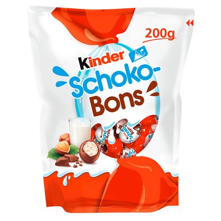 Kinder Schoko-Bons Czekoladki z mlecznej czekolady z nadzieniem mlecznym i orzechami 200 g (1)