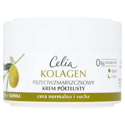 Celia Kolagen Przeciwzmarszczkowy krem półtłusty z oliwką na dzień i noc 50 ml (1)