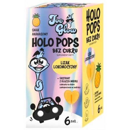 Lizak lokomocyjny Bez Cukru Holo Pops 6 sztuk Joe Glow (1)