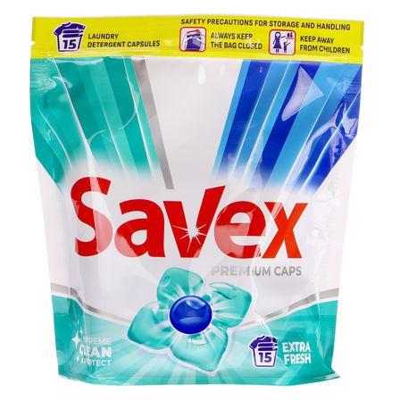 Savex premium skoncetrowany środek w kapsułkach do prania białych kolorowych tkanin (15x19g) 285g (1)