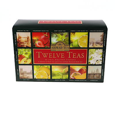 AHMAD TEA TWELVE TEAS ZESTAW HERBAT CZARNEJ ZIELONEJ I AROMATYZOWANEJ 120G (1)