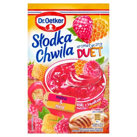 Dr. Oetker Słodka Chwila Kisiel z kawałkami owoców malina & miód 31,5 g (1)