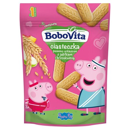 BoboVita Ciasteczka pszenno-orkiszowe z jabłkiem i brzoskwinią po 1 roku życia 150 g (1)