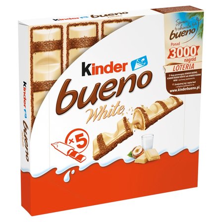 Kinder Bueno White Wafel w białej czekoladzie z mleczno-orzechowym nadzieniem 97,5 g (5 sztuk) (1)