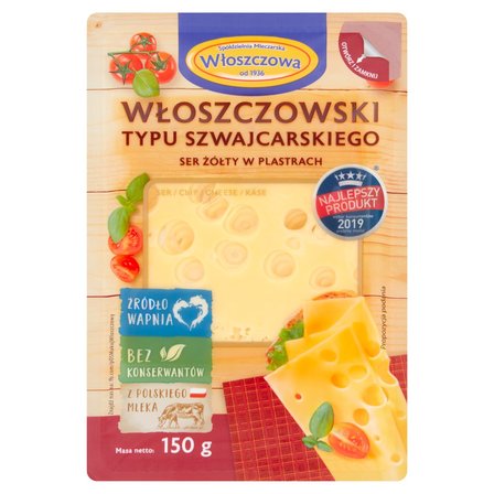 Włoszczowa Ser żółty włoszczowski typu szwajcarskiego w plastrach 150 g (1)