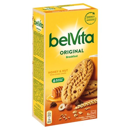 belVita Breakfast Ciastka zbożowe z miodem orzechami i kawałkami czekolady 300 g (1)