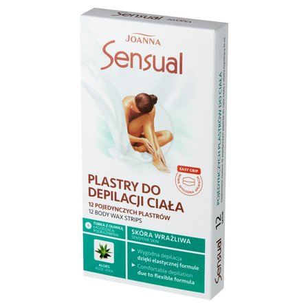 Joanna Sensual plastry do depilacji ciała Aloes 12szt + oliwka łagodząca podrażnienia 10ml (1)