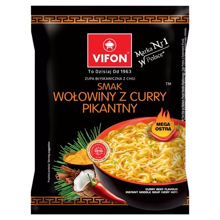 Vifon Zupa błyskawiczna smak wołowiny z curry pikantny 70 g (1)