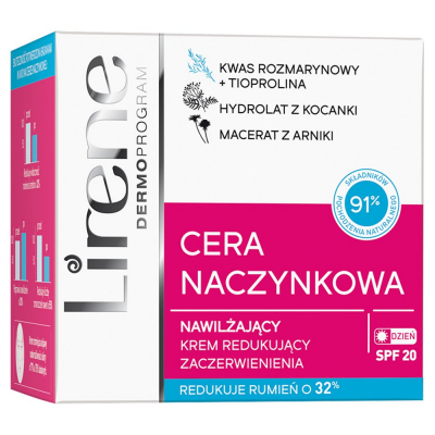 Lirene Cera Naczynkowa Nawilżający krem redukujący zaczerwienienia dzień SPF 20 50 ml (1)