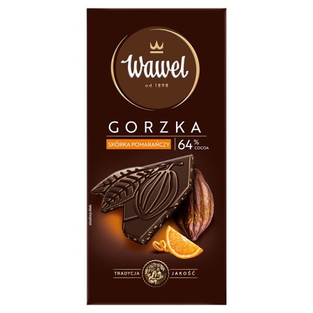 Wawel Czekolada gorzka 64 % cocoa skórka pomarańczy 90 g (1)