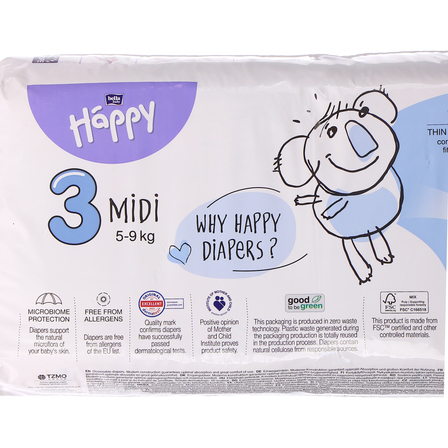 Bella Baby Happy Pieluszki jednorazowe 3 midi 5-9 kg 50 sztuk (4)