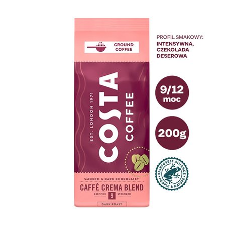 COSTA COFFEE Caffé Crema Blend Kawa palona mielona 200 g (7)