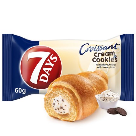 7 Days Cream & Cookies Rogalik z kremem o smaku waniliowym z mlekiem i kawałkami ciastek 60 g (2)