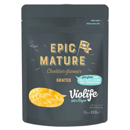 Violife Produkt na bazie oleju kokosowego o smaku epicki dojrzały cheddar tarty 150 g (1)