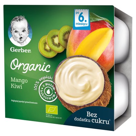 Gerber Organic Deserek mango kiwi dla niemowląt po 6. miesiącu 360 g (4 x 90 g) (1)