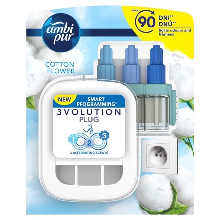 Ambi Pur 3Volution Elektryczny odświeżacz powietrza, zestaw startowy, Cotton 20 ml (1)