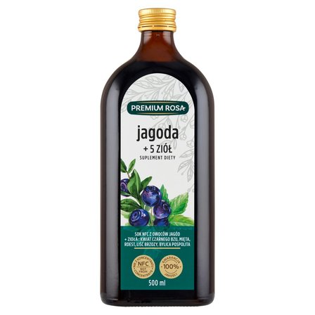 Premium Rosa Suplement diety sok jagoda + 5 ziół 500 ml (1)