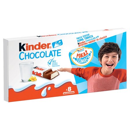 Kinder Chocolate Batonik z mlecznej czekolady z nadzieniem mlecznym 100 g (8 sztuk) (1)