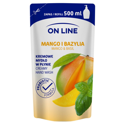 On Line Kremowe mydło w płynie zapas mango i bazylia 500 ml (1)