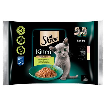 Sheba Kitten Mokra karma dla kociąt w sosie wybór smaków 340 g (4 x 85 g) (1)