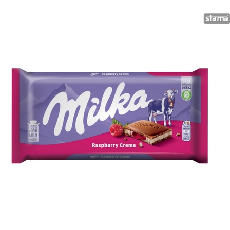 Milka Czekolada mleczna nadziewana kremem malinowym 100 g (1)