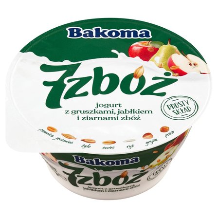 Bakoma 7 zbóż Jogurt z gruszkami jabłkiem i ziarnami zbóż 140 g (2)