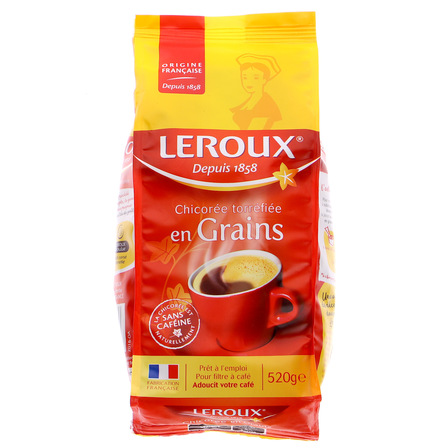 leroux CYKORIA w ZIARNACH, PRAŻONA, BEZKOFEINOWA 250G (1)