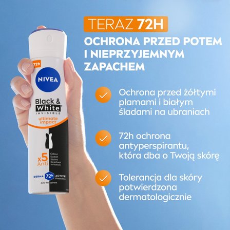 Nivea Black&White Invisible Ultimate Impact Antyperspirant Spray 150ml (3)