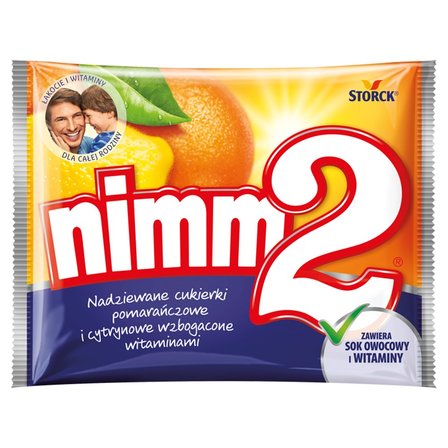 nimm2 Nadziewane cukierki pomarańczowe i cytrynowe wzbogacone witaminami 90 g (1)