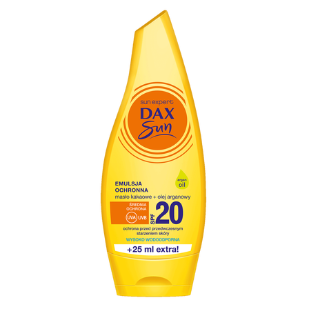 DAX SUN EMULSJA DO OPALANIA Z MASŁEM KAKAOWYM I OLEJEM ARGANOWYM SPF 20 175ml (1)