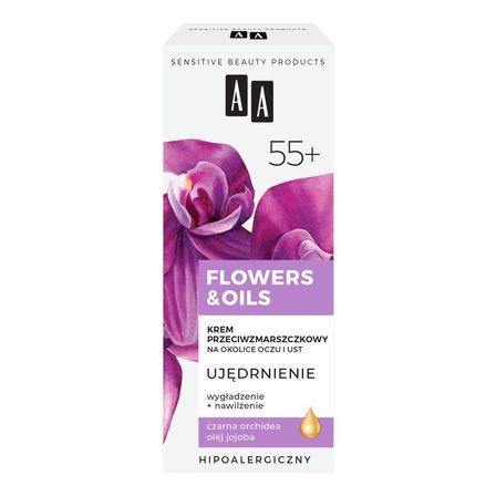 AA Flowers&Oils 55+ Ujędrnienie Krem przeciwzmarszczkowy na okolice oczu i ust 15 ml (4)