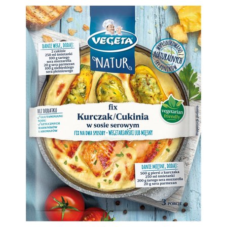 Vegeta Natur Fix Mieszanka warzyw ziół i przypraw do dań kurczak cukinia w sosie serowym 40 g (1)