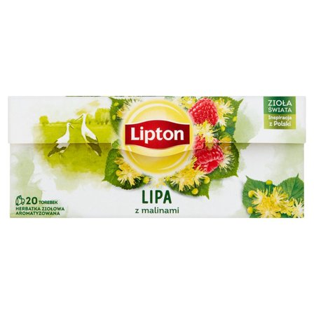 Lipton Herbatka ziołowa aromatyzowana lipa z malinami 18 g (20 torebek) (1)