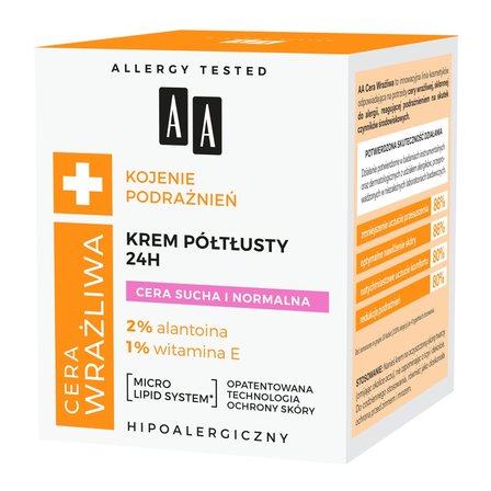 AA Cera Wrażliwa krem półtłusty do cery suchej i normalnej 50 ml (5)